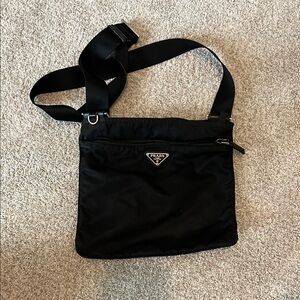 PRADA VINTAGE VELA BLACK NYLON SHOULDER BAG